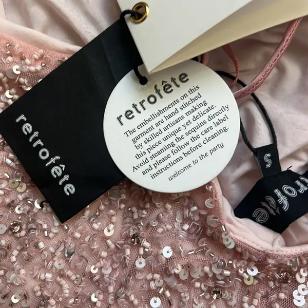 Retrofete Sequin Beaded Pink Dress - Image 7