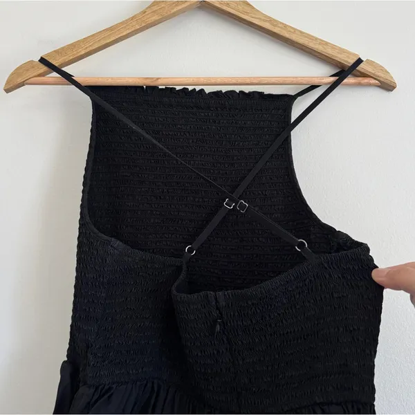 J. Crew Friday Cotton Poplin Dress Size Large Petite smocked Black - Image 8