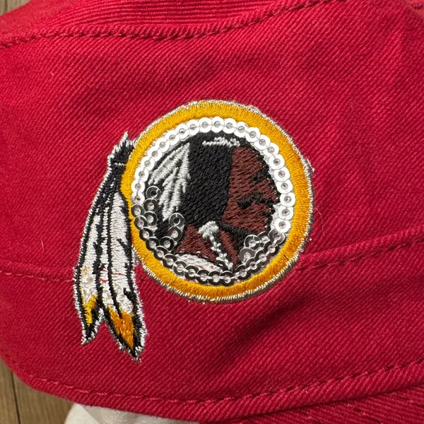 NFL Team Apparel Washington Redskins Womens Red Military Cap Hat Sequin Logo Adjustable - Image 3