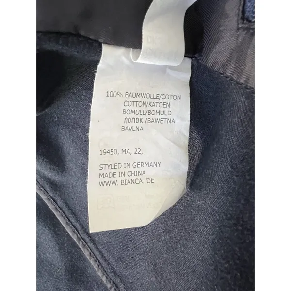 Bianca Studio Navy Blazer Trench Coat Cotton White Buttons Size 6 - Image 7