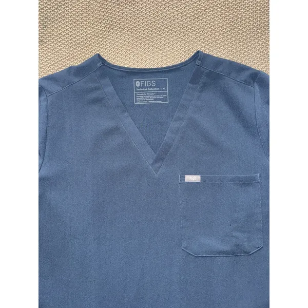 FIGS Women's Technical Collection Scrub Top Teal Short Sleeve Button Up Sz XL‎ - Image 3