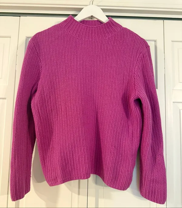 J.Crew Fuschia ribbed mock neck sweater small - Image 2