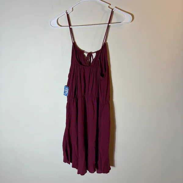 NWT Intimately Free People Burgundy Tie Front Mini Dress Size Medium‎ - Image 5