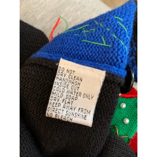 Jack B. Quick Cardigan Sweater Womens Small Black Ugly Christmas Holiday - Image 5