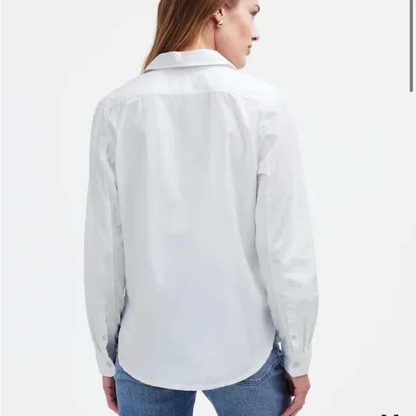 Madewell Denim Button-Up Shirt in Eyelet White: Garment-Dyed Edition Medium NWT - Image 3