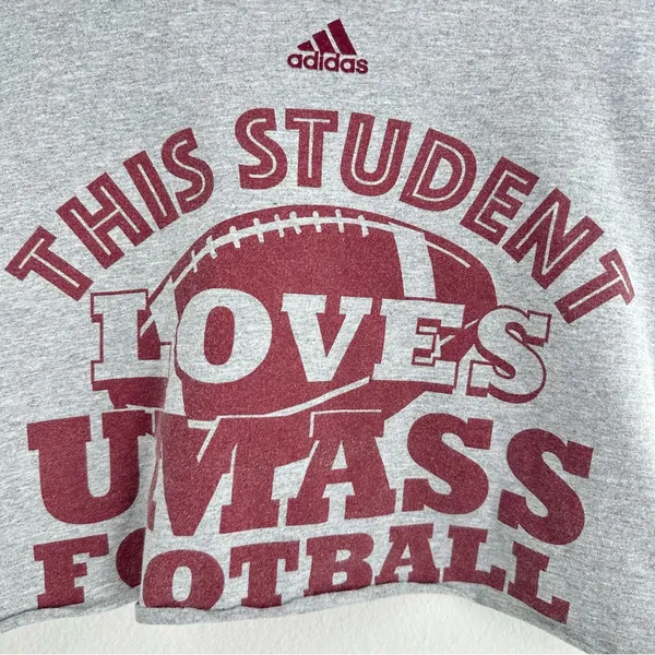 Adidas University of Massachusetts UMASS distressed cropped off the shoulder top - Image 2