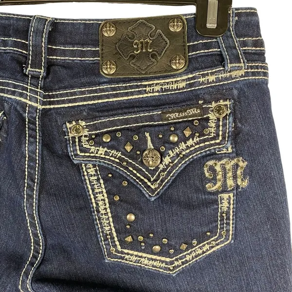 Miss Me Jeans Womens Size 28‎ Easy boot cut Denim Embellished Pockets - Hemmed - Image 12