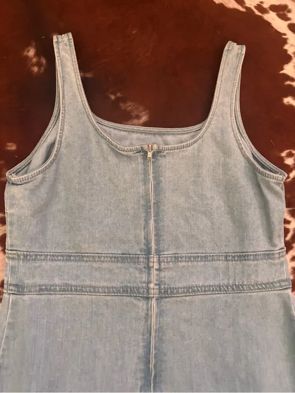 Light‎ Blue Denim Tank Dress with zipper sz medium - Image 5