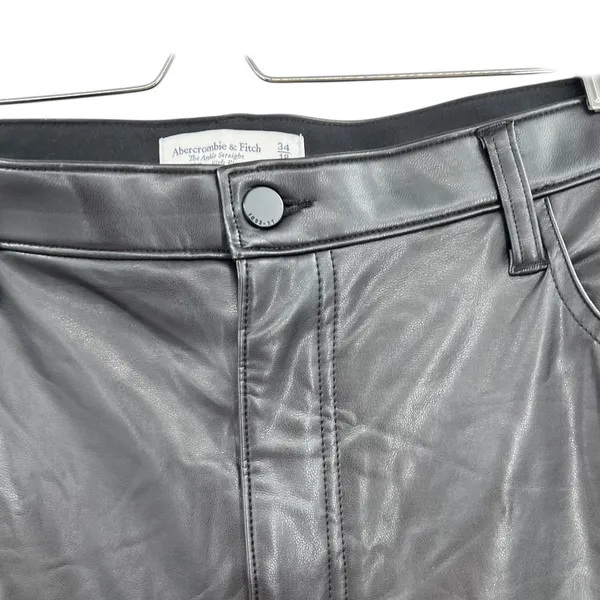 Abercrombie Vegan Leather Ankle Straight Pant Ultra High Rise Black Size 34‎ 18S - Image 5