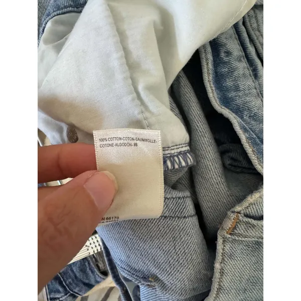 Free People We The Free Raw Ultra High Rise Hem Button Fly Jeans Light Blue 27 - Image 8