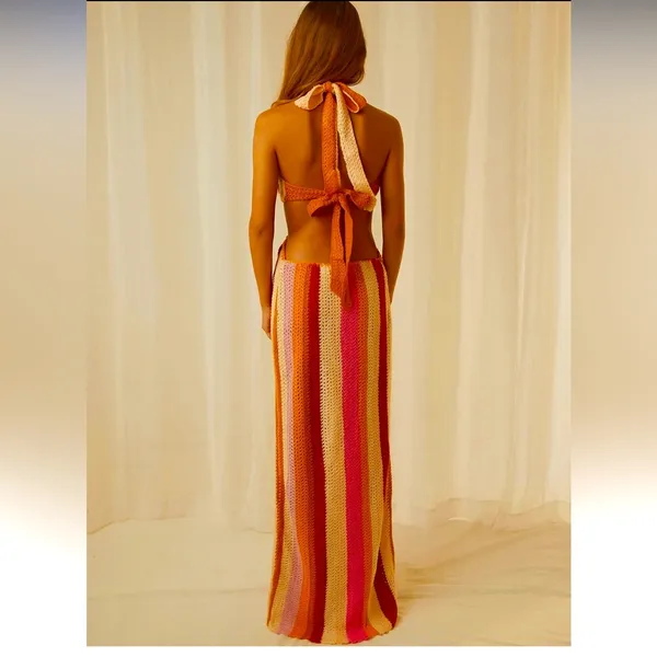 NWOT Peppermayo Haven Crochet Maxi Dress S/M ivory beachwear resort honeymoon - Image 6