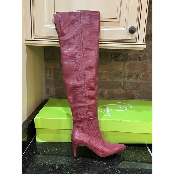 Sam Edelman Ursula Rhubarb Pointed Toe High Knee Kitten Skinny Heel Size 5.5 - Image 4