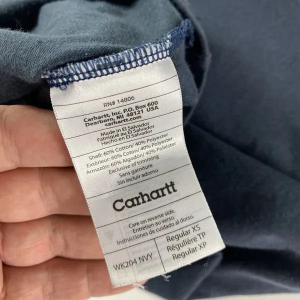 Carhartt For Women T-Shirt Size XS Blue Short Sleeve Stretch WK204 NVY - Image 9
