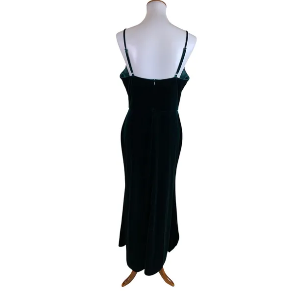 Revelry Emerald Green‎ Velvet Midi Dress Slip Formal Bridesmaid 12 - Image 3