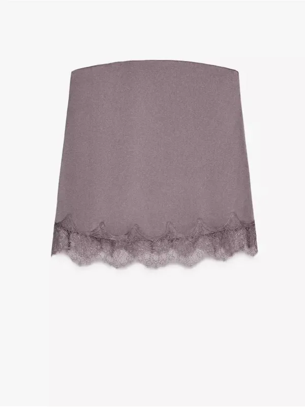 Zara Silky Lace Trim Strapless top in Dusty Mauve Size Large - Image 9