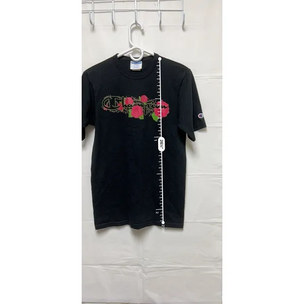 Champion Womens Small Black Graphic T-Shirt Rose Floral Logo Crew Neck‎ Tee - Image 6