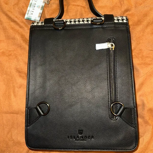 The Islander UK Harris Tweed Houndstooth Leather Backpack Satchel – NWT - Image 7