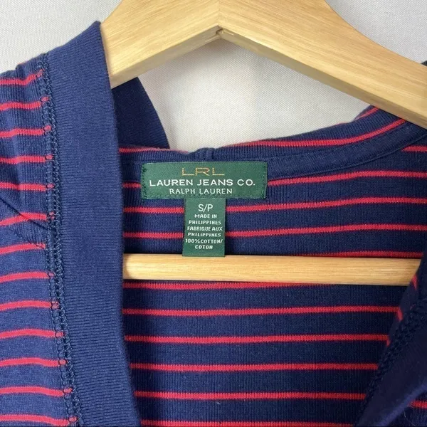 Lauren Ralph Lauren Red & Blue Stripe Hooded Jersey Dress S‎ - Image 4