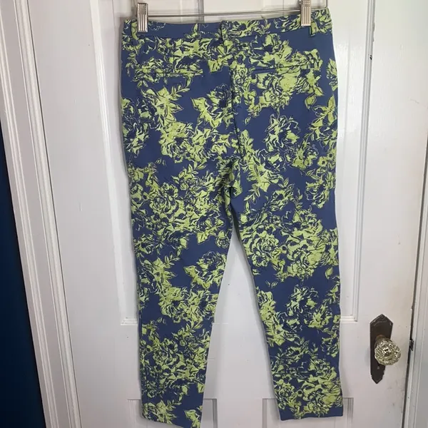 Soft Surroundings Elisabetta Blue Green Floral Gold Detail Pants W-045 Sz XS - Image 6
