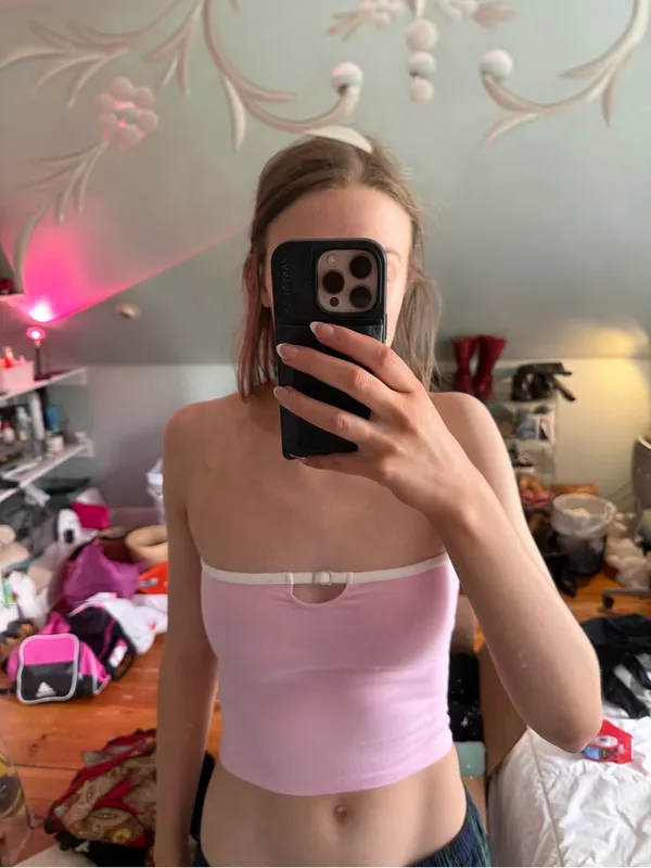 Edikted pink and white tube top - Image 3