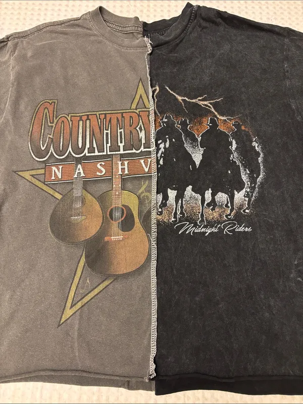 American Highway Distressed Country Graphic Short Sleeve Tee Charcoal Black Festival Concert M - Image 4
