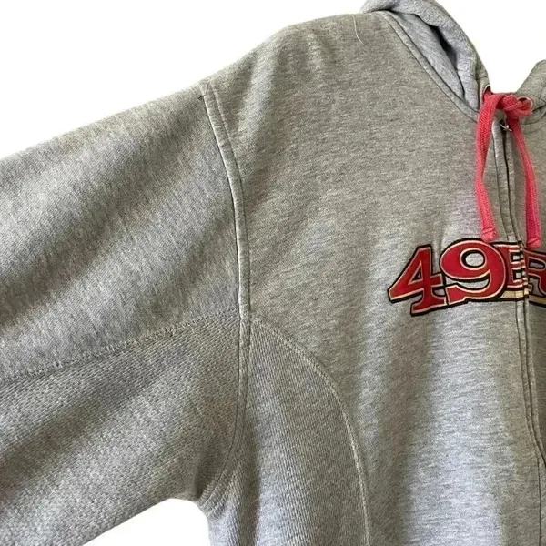 Authentic NFL 49ers Gray Long Sleeves Unisex Hoodie Sweatshirt SZ L #1246 - Image 5