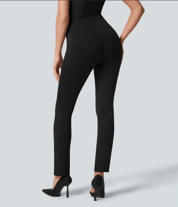 Halara Flex High Waisted Tummy Control Work Pants Black 7/8 Adjustable Hem Small NWT - Image 3