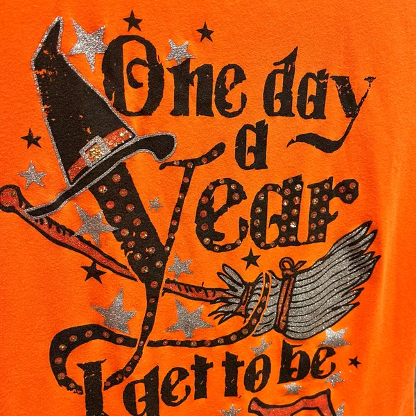 Vintage Y2K One Day I Get To Be Me Glitter Graphic Witch Witchy Halloween Tee XL - Image 2