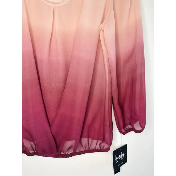 By & By Sheer Ombre Blouse M Pink Burgundy‎ Lace Back Whimsigoth Fairy Pixie NWT - Image 5