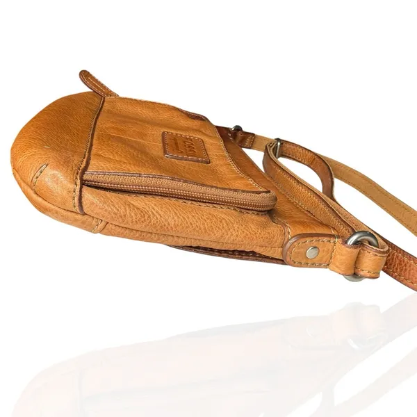 Vintage Fossil Brown Camel Tan Pebbled Leather Bag Crossbody Purse‎ Organizer - Image 5