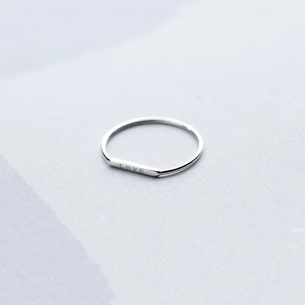 Boutique Dainty White‎ Gold-Plated S925 LOVE Bar Band Ring | Sz 6 NEW - Image 14