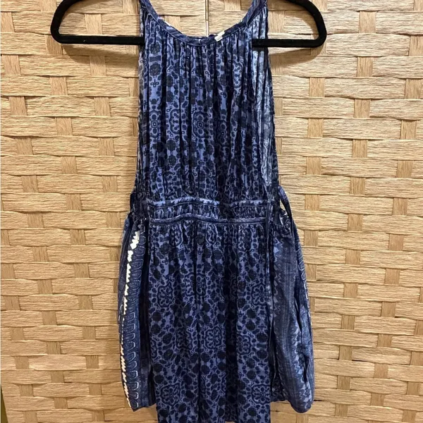 Free People Mid Summers Day Tunic Dress Side Tie Bluebell Blue Combo Size M - Image 2