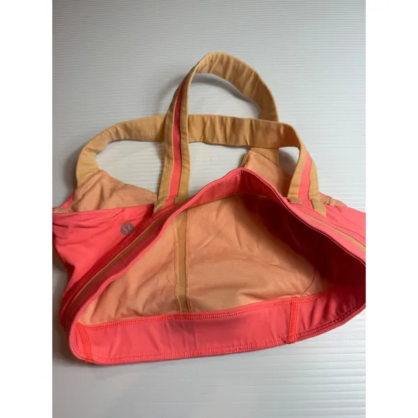 Lululemon Sports Bra‎ Coral Pink Light Support Crossback Activewear Women's 6 - Image 8