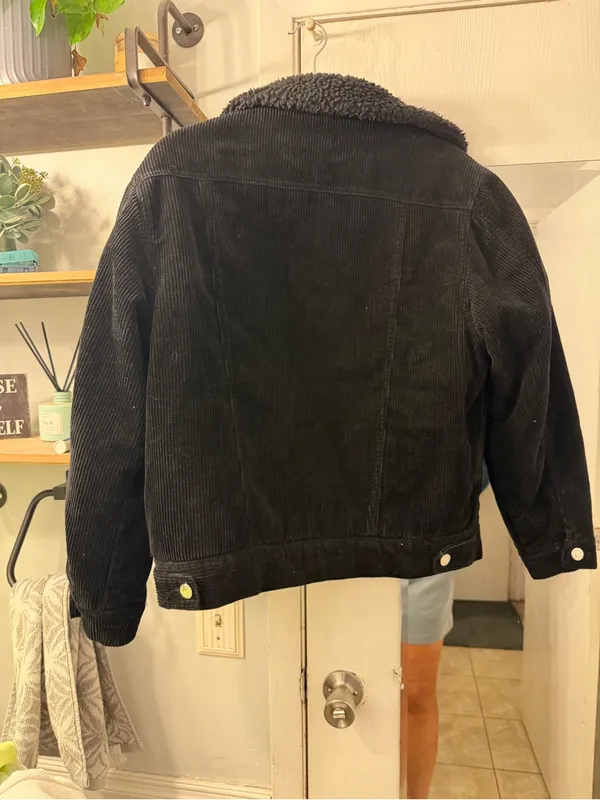 Topshop Black Corduroy Teddy Jacket with Sherpa Collar - Image 6
