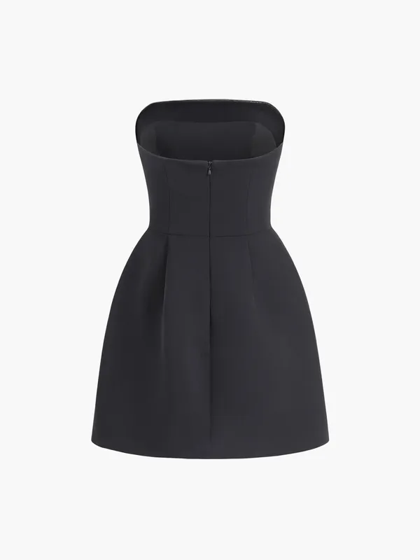 Strapless Black Solid Tube Mini Dress Size XS - Image 5