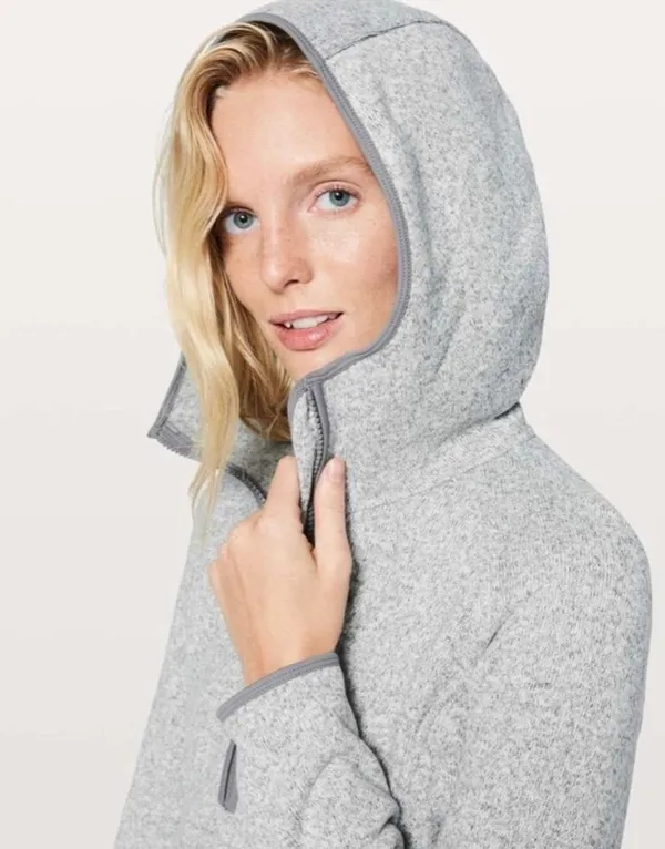 Lululemon Fleece & Thank You Pullover Heathered White / Battleship 6 - Image 7