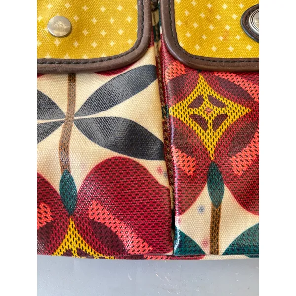 Fossil Key-Per Floral Coated‎ Canvas Crossbody Bag Red Yellow Retro Print - Image 9