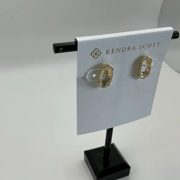 Kendra Scott Ari Stud Earrings Gold Tone Clear Crystal NWT - Image 3
