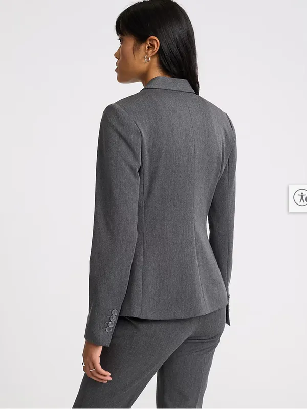 Express Editor Women’s Fitted Gray One Button Blazer with Black Lining - Image 4