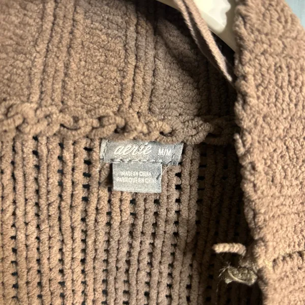 Aerie Light Brown/Tan Belted Mid-Length Cardigan Sweater | Size Medium - Image 3