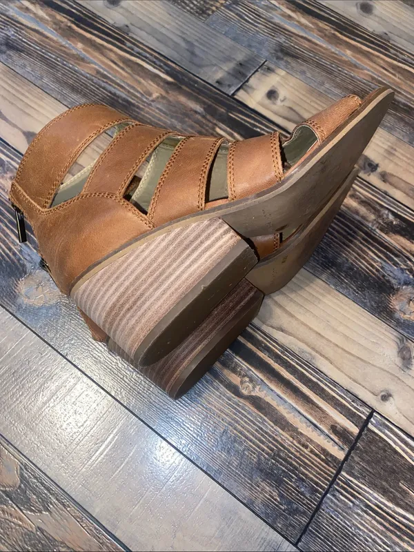 Lucky Brand Tan Brown Strappy Wedge Mules - Image 6