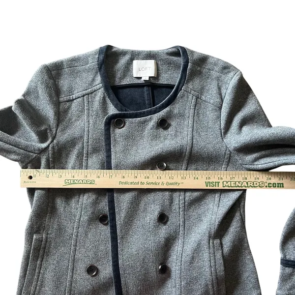 LOFT Gray Jacket Blazer‎ Womens Size L Button Up Career Casual Cadet Neutral - Image 7