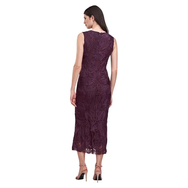 JS Collections Tea Length Fit Flare Sleeveless Bateau Neck Dress Purple 12 - Image 8