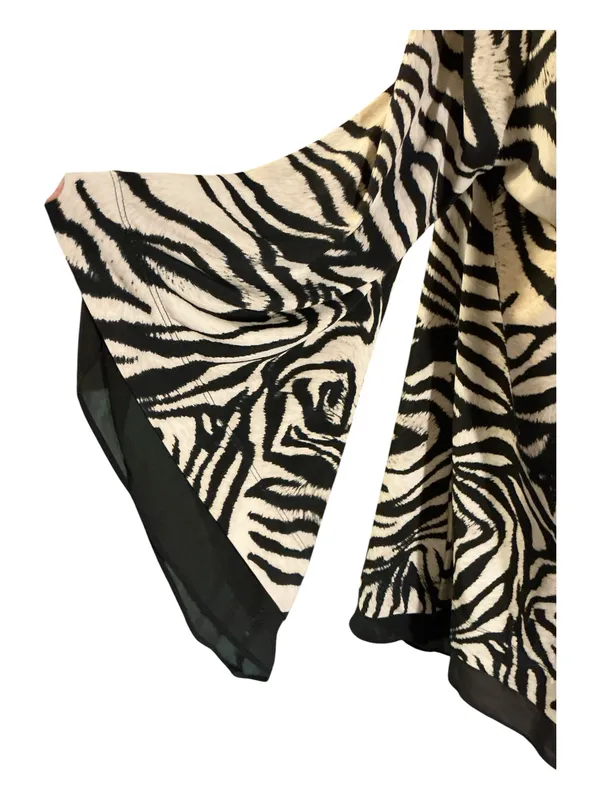 Alfani Women’s XL Zebra Print Chiffon Trim Tunic Top V-Neck Bell Sleeve - Image 2