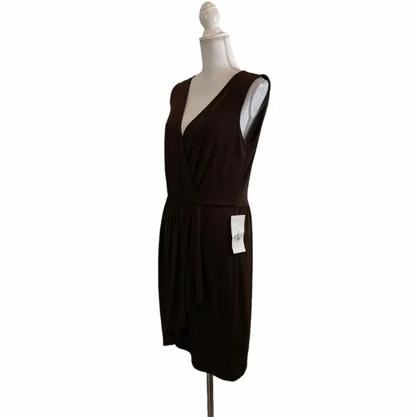Max and Cleo Brown Faux Wrap Medium Dress‎ - Image 4