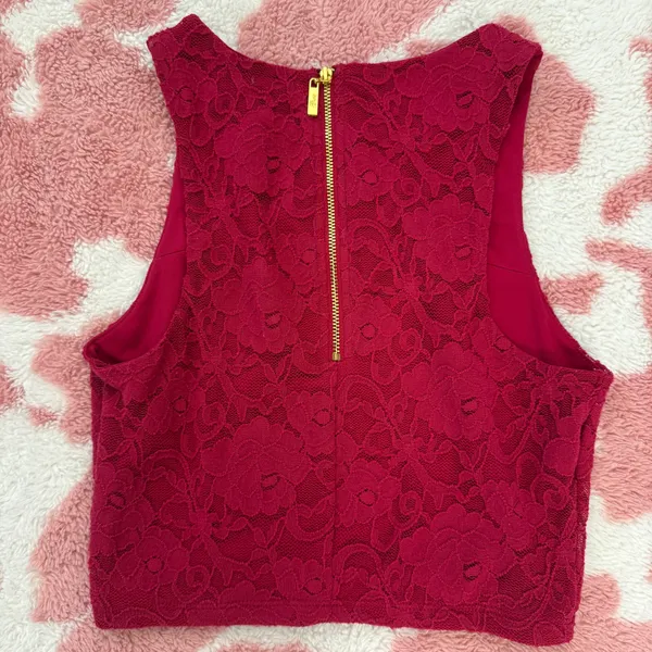 Y2K Guess Lace Crop Top XS | Fuchsia Pink Floral Lace Tank | Coquette Barbiecore Fairycore Party Going Out Top Size: XS / TP - Image 6