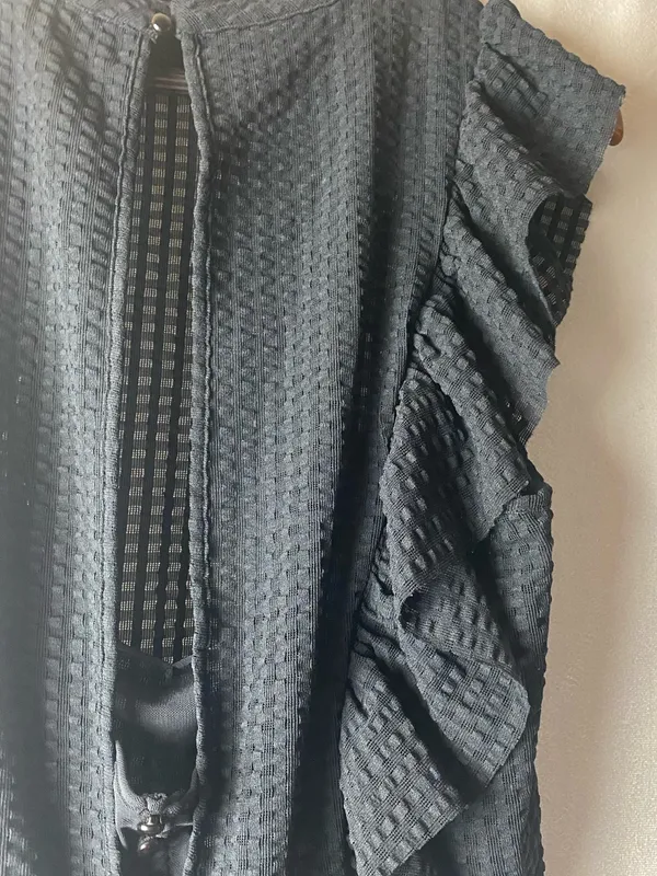 Maeve Anthropologie Black Ruffle Textured Goth Whimsygoth Witchy Blouse XS-S - Image 8