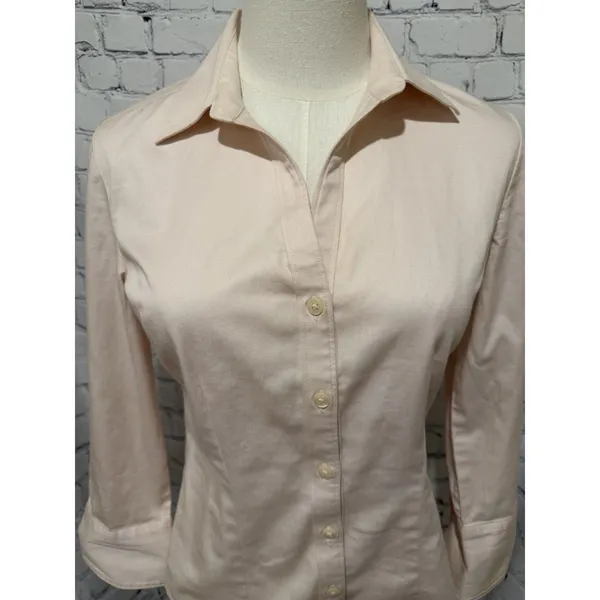 Banana Republic Shirt Womens Pink Casual Button Up Long Sleeve Petite Small - Image 2