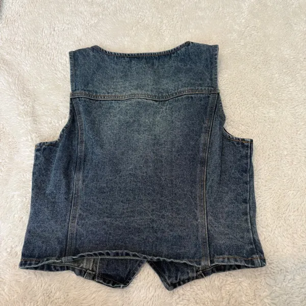 Shoedazzle Womens Cotton Sleeveless Denim Vest M Western Boho Indie Festival Summer Resort - Image 2