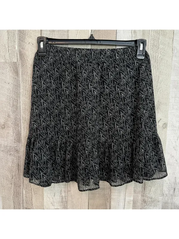 LOFT Women's XS Black Heart Print Tiered Ruffle Skirt - Image 2